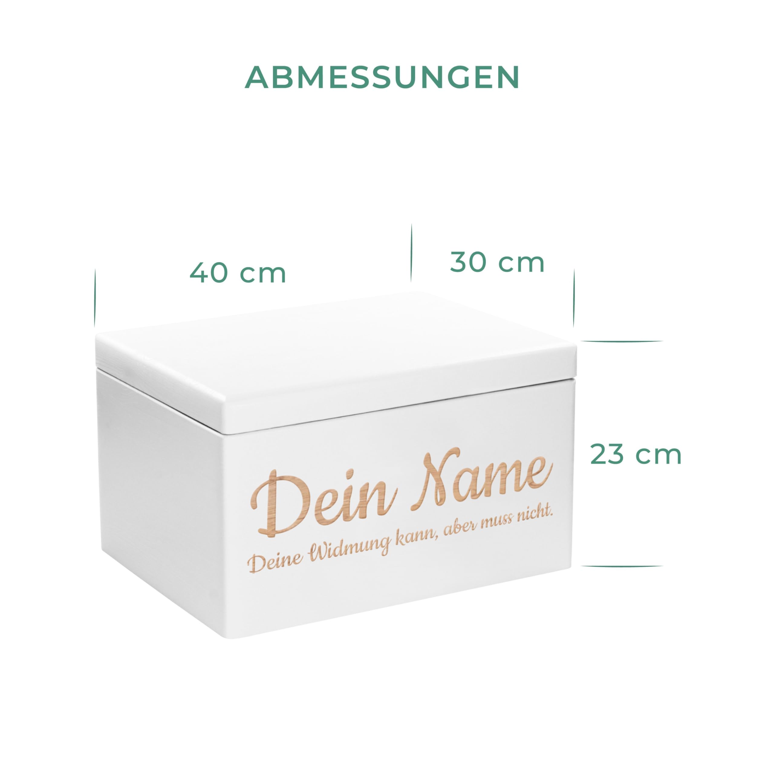 LAUBLUST Große Holzkiste - Personalisiert mit Individueller Wunsch-Gravur - 40x30x24cm, Weiß, FSC® - Geschenk-Kiste | Aufbewahrungskiste | Erinnerungs-Box