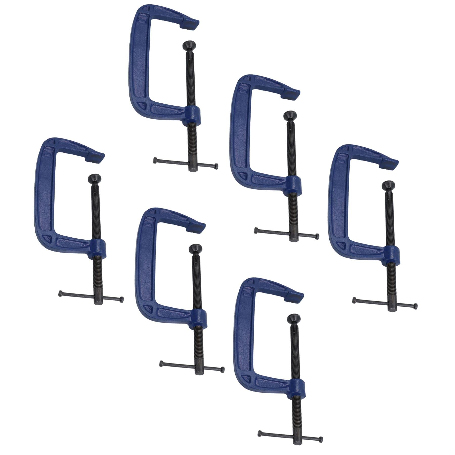 Ab Tools Blue 6 Inch (150Mm) Cast Iron Screw G Clamp Fastener Holder Support Vice Clamping 6Pc