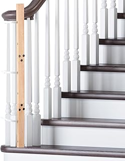 Chunful 1 Pack Wood Baby Gate Banister Adapter Universal No Hole Stairway Banister Adapter Mounting Kit for Pet Fit Round, Square, Irregular Post up to 42" Tall, Gate Not Included (Natural Wood Color)