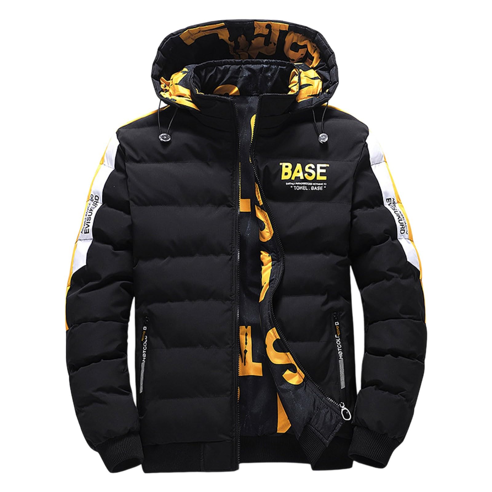 Veste Matelassée Homme Hiver Chaud Doudoune Capuche Sport Trekking Fermeture Éclair Légère Coupe Regular