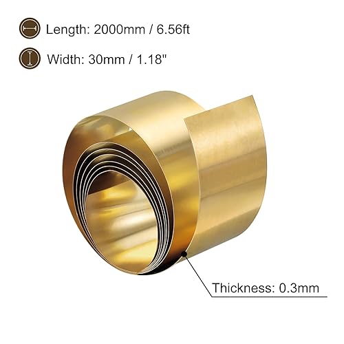 Vista 31 de uxcell Rollo de hoja de latón, 118.110 in x 3.937 in x 0.002 in rollo de lámina de latón tira de latón para manualidades, reparaciones eléctricas