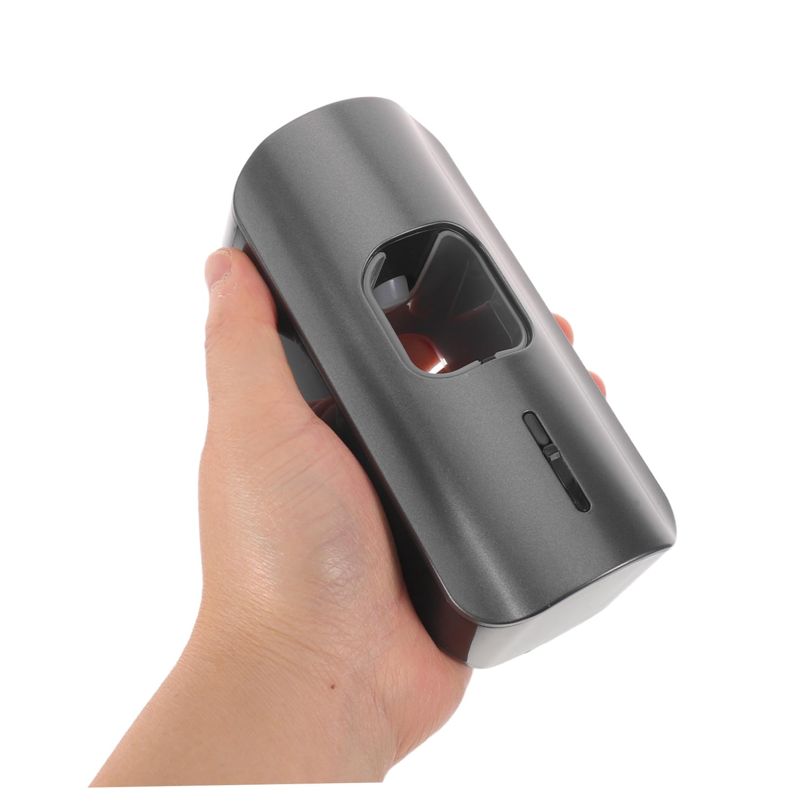 Dispenser Dentifricio Automatico senza Contatto con Porta Spazzolini da Muro in Plastica Nera, con Drenaggio Acqua e Scomparti Regolabili per Bagno