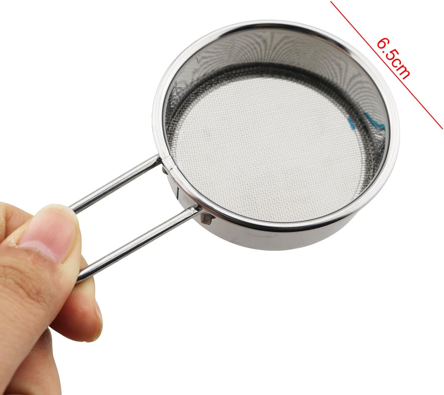 TAODAN 2PCS 2.5 Inch Diameter Small Stainless Steel Filter Mini Sieve 40 Mesh Filter for Straining Sauces Pasta Sugar Tea Coffee