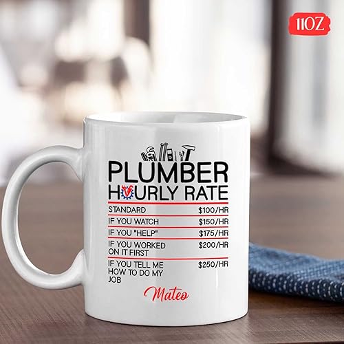 Vista 15 de BigTees Taza de fontanero - Taza de fontanero personalizada - Taza de café de plomería - Taza para fontanero - Regalo de agradecimiento de plomero