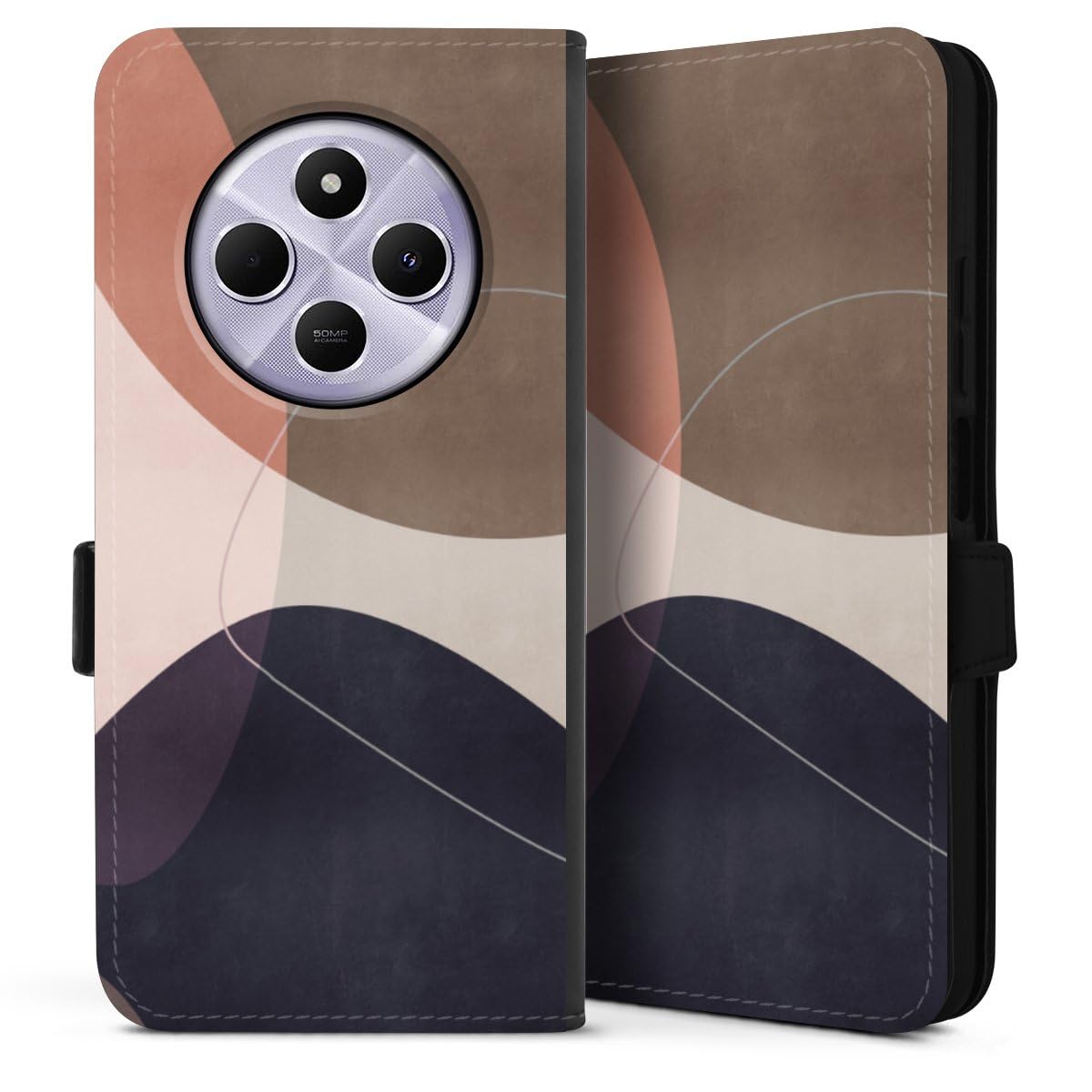 Etui Compatible avec Xiaomi Redmi 14C Etui Folio Etui magnetique Design Abstrait Géométrique