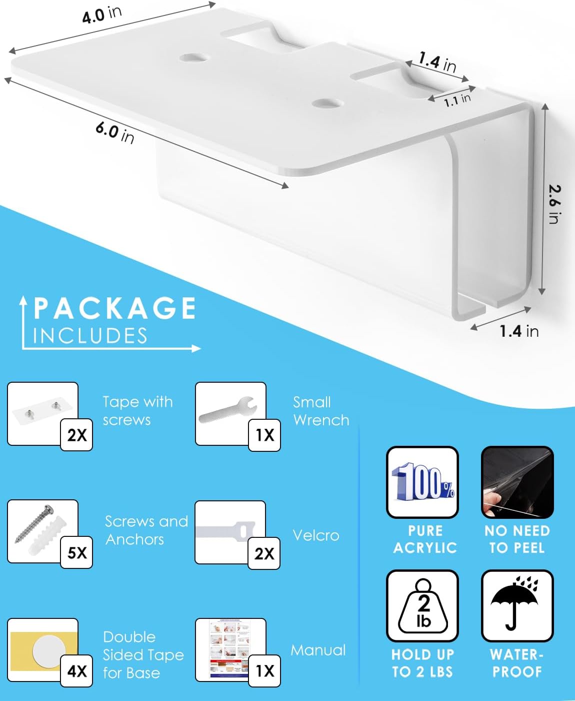 Electric Toothbrush Holder Wall Mounted, Acrylic Electric