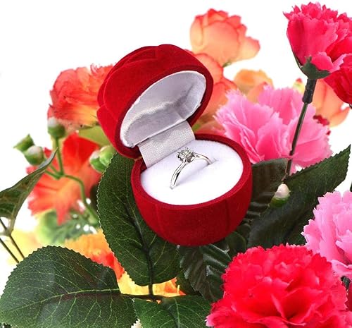 Miniatura 6 de HEEPDD Caja de anillo de rosa roja, forma de rosa roja, caja de joyería romántica para novias, amantes, compromiso, boda, día de San Valentín