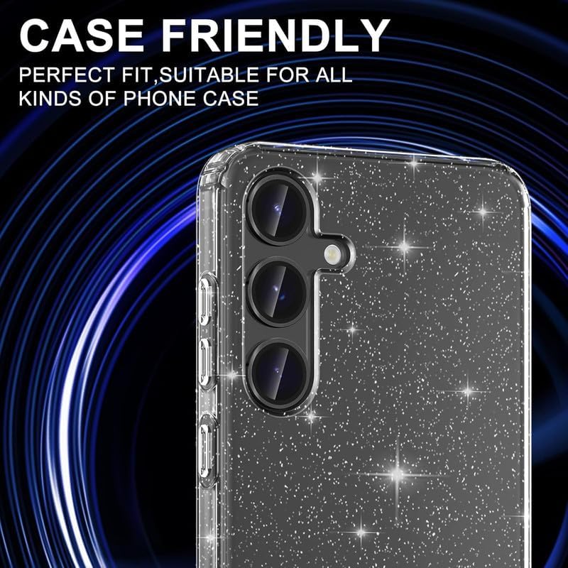 Image of Skinomi Camera Lens Protector Compatible with Samsung Galaxy S25 plus 5G [Anti-Scratch] Premium Tempered Glass Film Aluminum Alloy Lens Ring Cover- Black