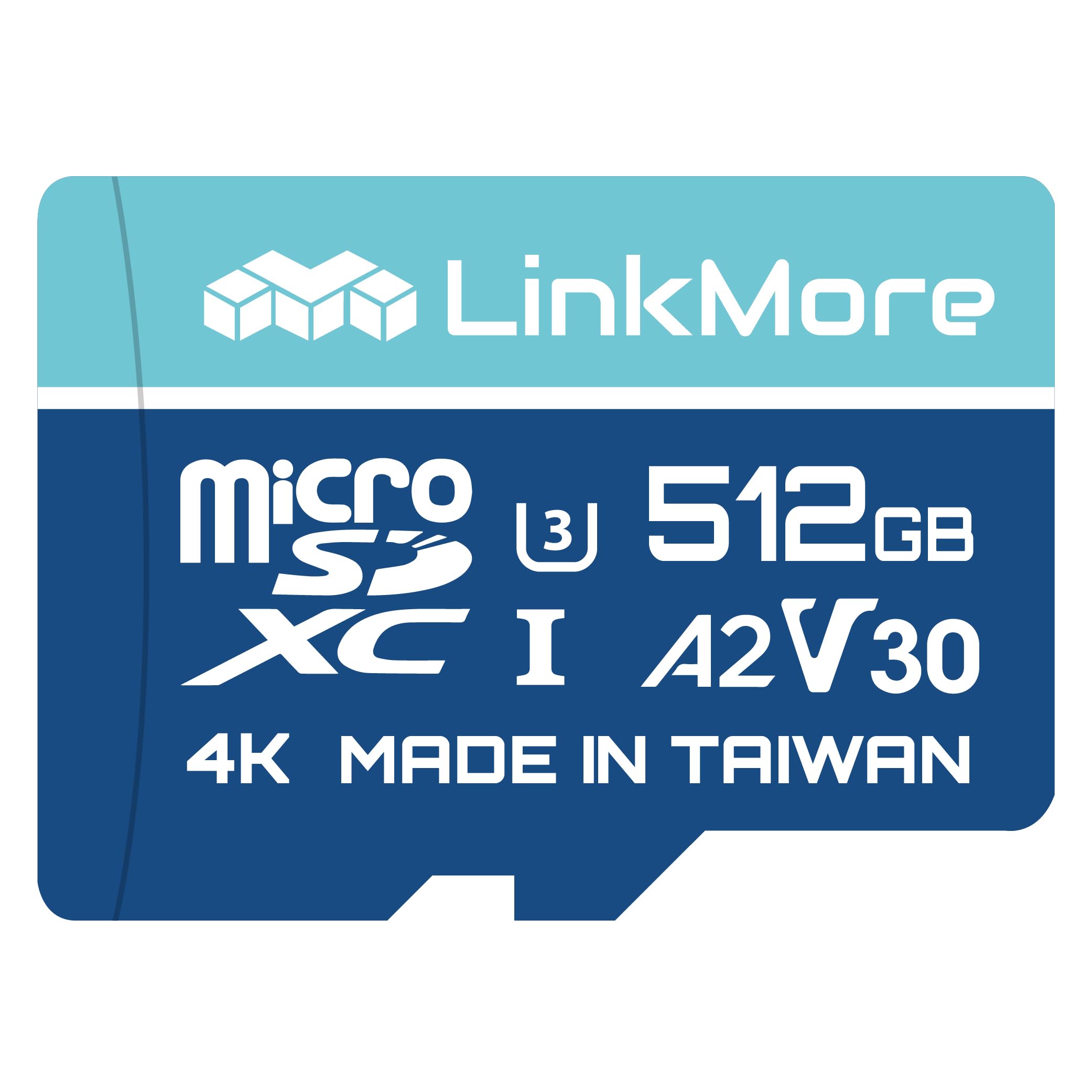 LinkMore 512GB Micro SDXC Card, A2, UHS-I, U3, V30, Class 10 Compatible, Read Speed Up to 160 MB/s,Write Speed Up to 120 MB/s, SD Adapter Included