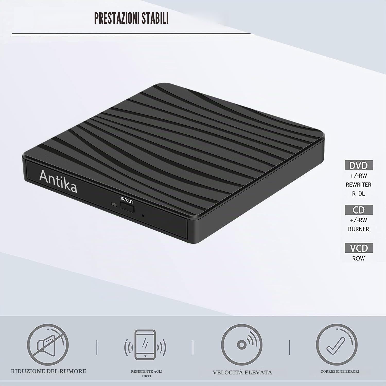 Unità DVD Esterna USB 3.0 Lettore CD DVD Portatile per Laptop PC Mac