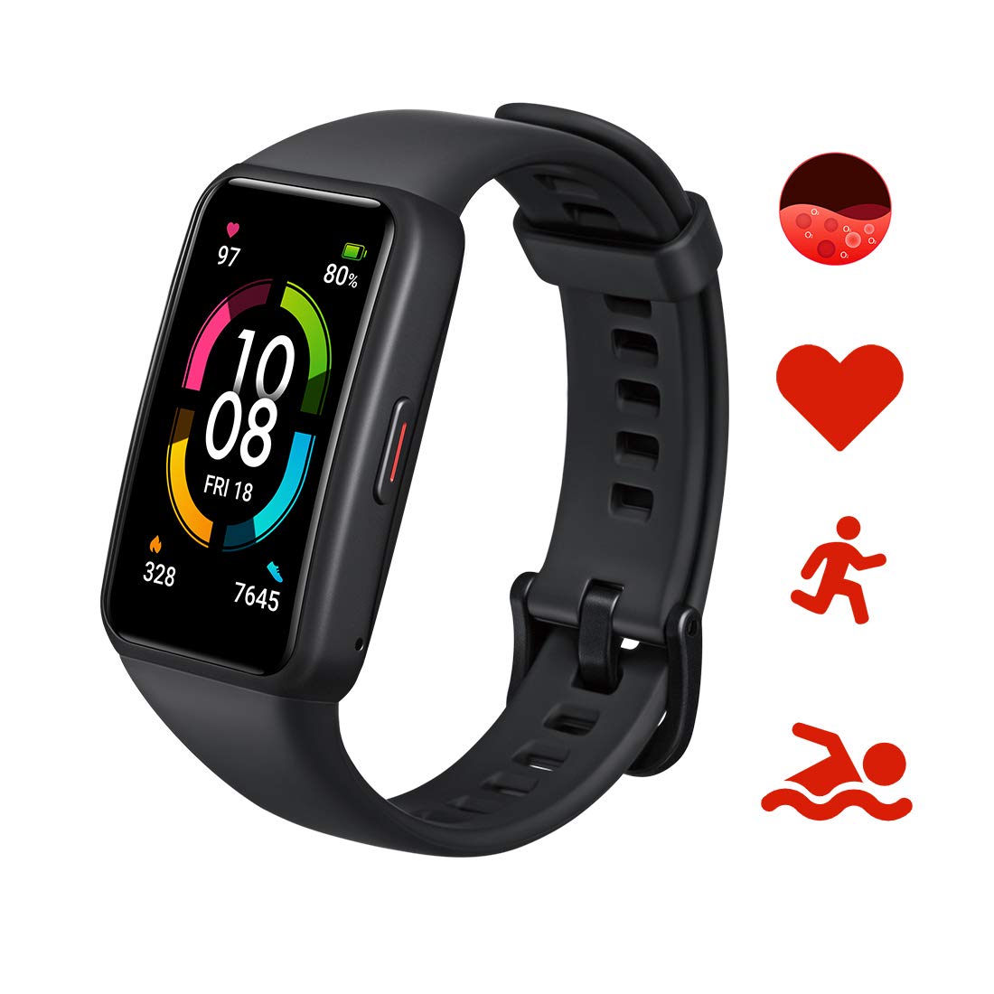 HONOR Band 6 smartklocka för män, 1,47 tum fitness armband tracker med  pulsmätare, puls- och SPO2-övervakning, 2 veckors batteritid 5 ATM  stegräknare med film, rem : Amazon.se: Sport \u0026 outdoor