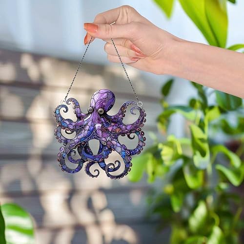Miniatura 5 de Adornos de pulpo para colgar en la ventana, regalos para amantes del pulpo para mujeres y hombres, animales marinos, decoración de pared para el