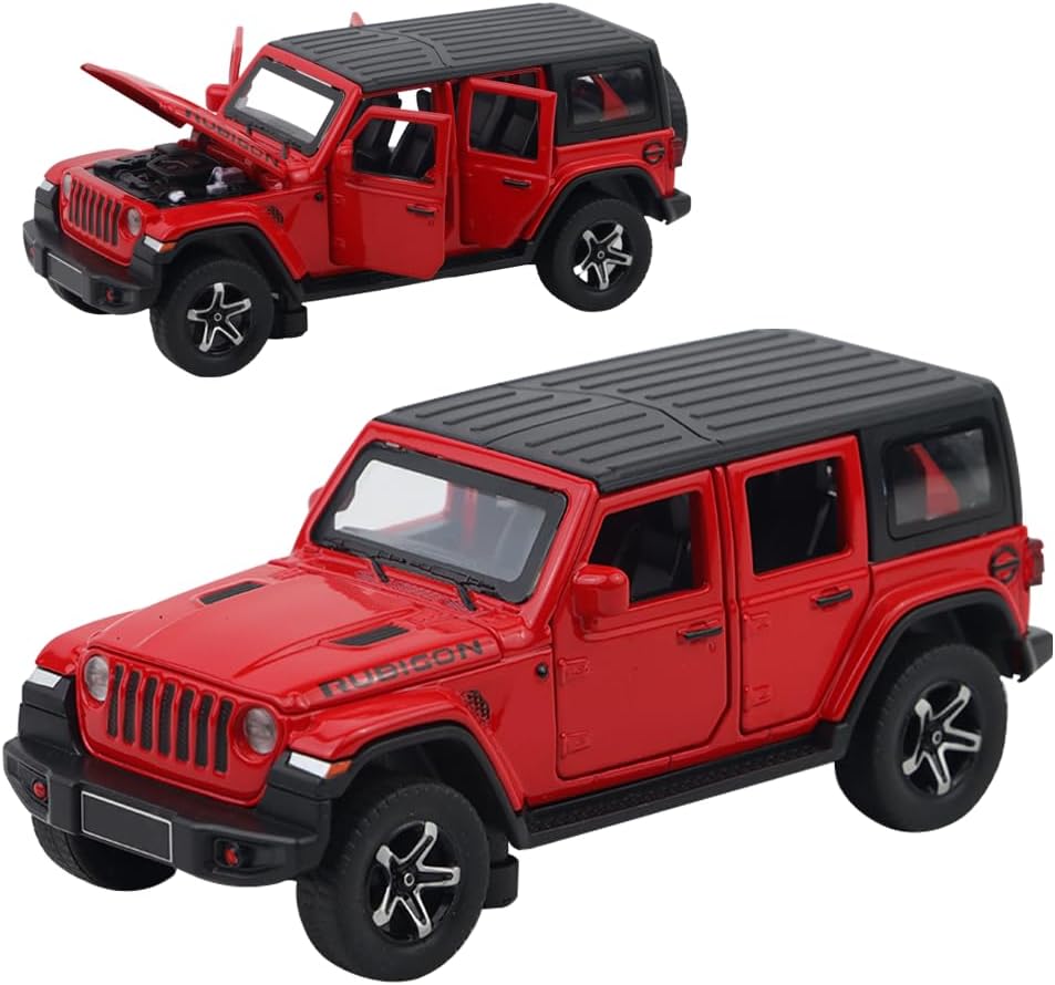 - RUBIGON Model Car 1:32 Exclusive Alloy Metal Pull Back Die-cast Car Die-cast Metal Pullback Toy car with Openable Doors & Light Music (RED)