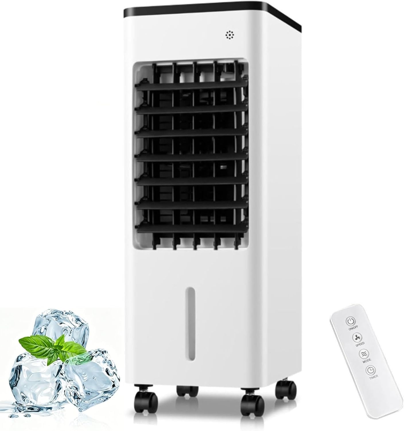XAXEURLKJ 3-in-1 Portable Air Conditioner With Led Display, 3 Fan Speeds, 7.5h Timer, 6l Evaporative Cooler For Home, Office, Bedroom, Energy Efficient, White Black