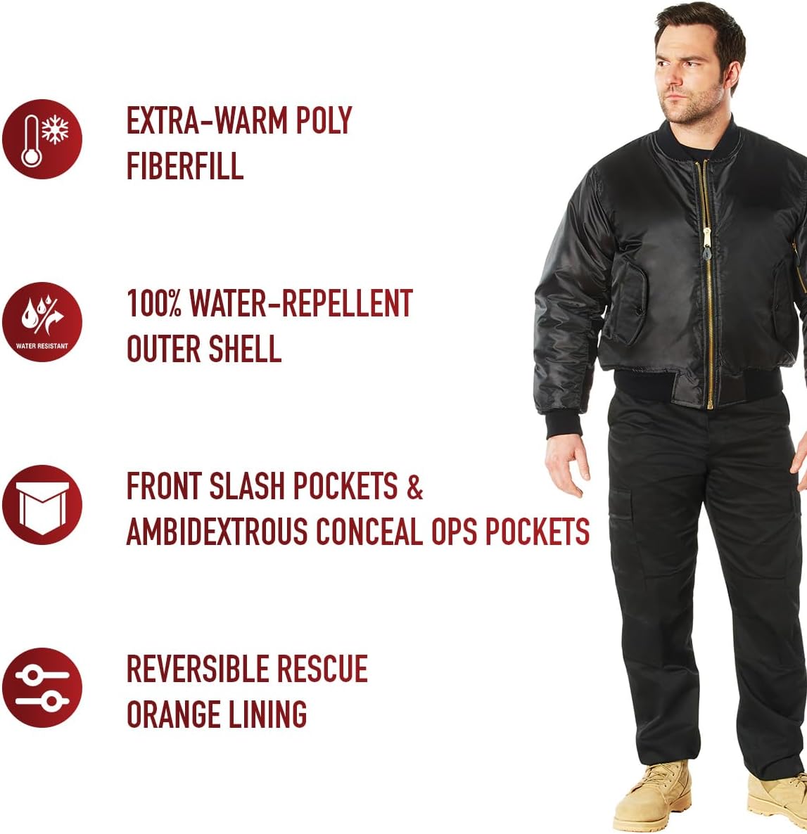 Rothco Conceal-Ops MA-1 Flight Jacket – Bomber Style Cold Weather Discrete Carry Coat - Image 5