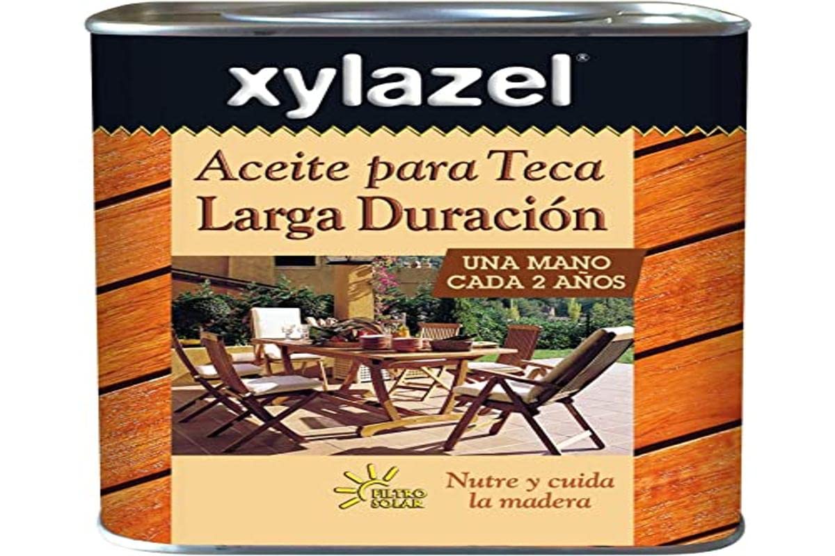 Aceite de teca XZ hidrófugo y protector UV para renovar maderas tropicales envase de 0,750 L