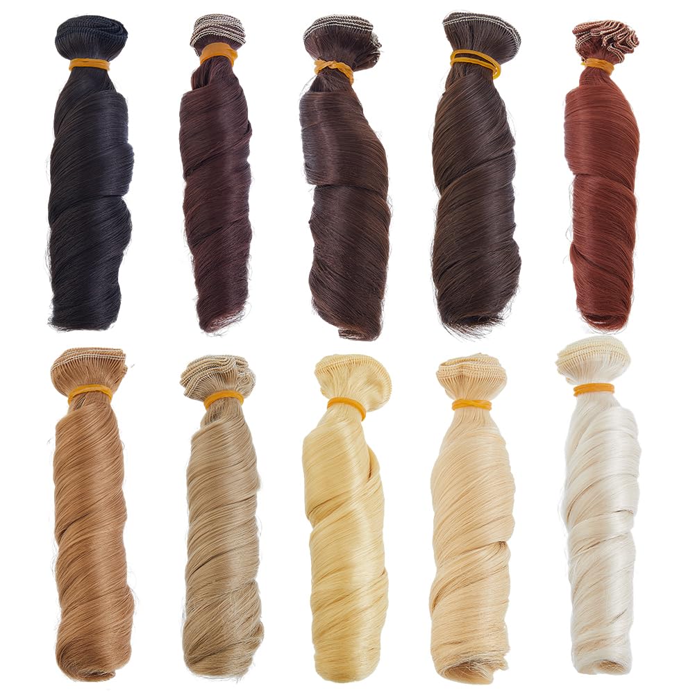 SUPERFINDINGS 10 Styles Tenderness Doll Hair Wefts DIY Doll Hair Crafts Accessories Doll Wig Doll Straight Hair Doll Hair Extensions Doll Making Arts Supplies