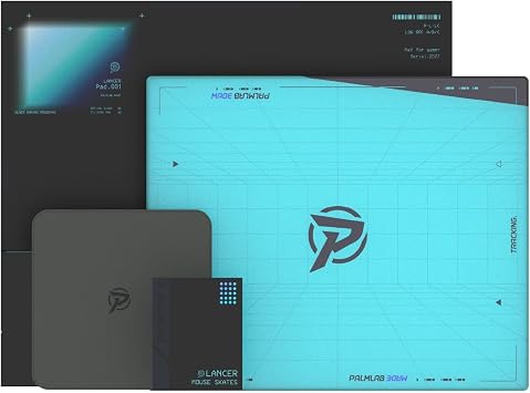 Glass Gaming Mousepad, Lancer Pad.001 Micro-Etched Surface for Precision Control & Speed, Non-Slip Silicone Base, Includes 3 Types of Mouse Skates & Microfiber Cloth, 13.4x11in - Tech Blue