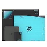 PALMLAB Glass Gaming Mousepad, Lancer Pad.001 Micro-Etched Surface for Precision Control & Speed, Non-Slip Silicone Base, Includes 3 Types of Mouse Skates & Microfiber Cloth, 13.4x11in - Tech Blue