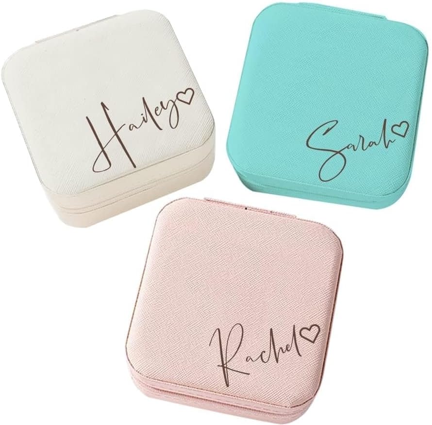 personalized jewelry box with name and birth flower under Christmas tree