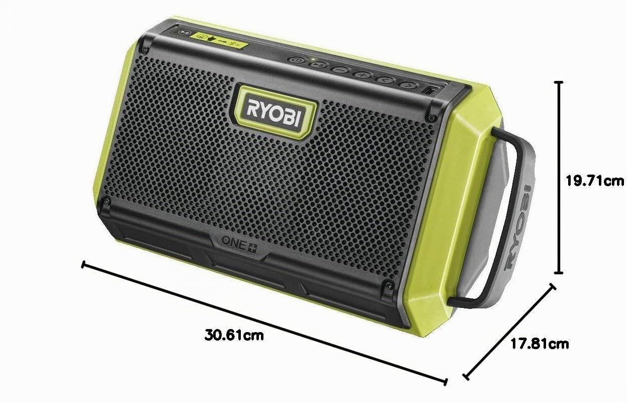 RYOBI - Radio de Chantier sans Fil 18V One+ RBT18-0 – Bluetooth, AUX, Son Clair, Résistance Chocs et Poussières – Batterie Non Incluse