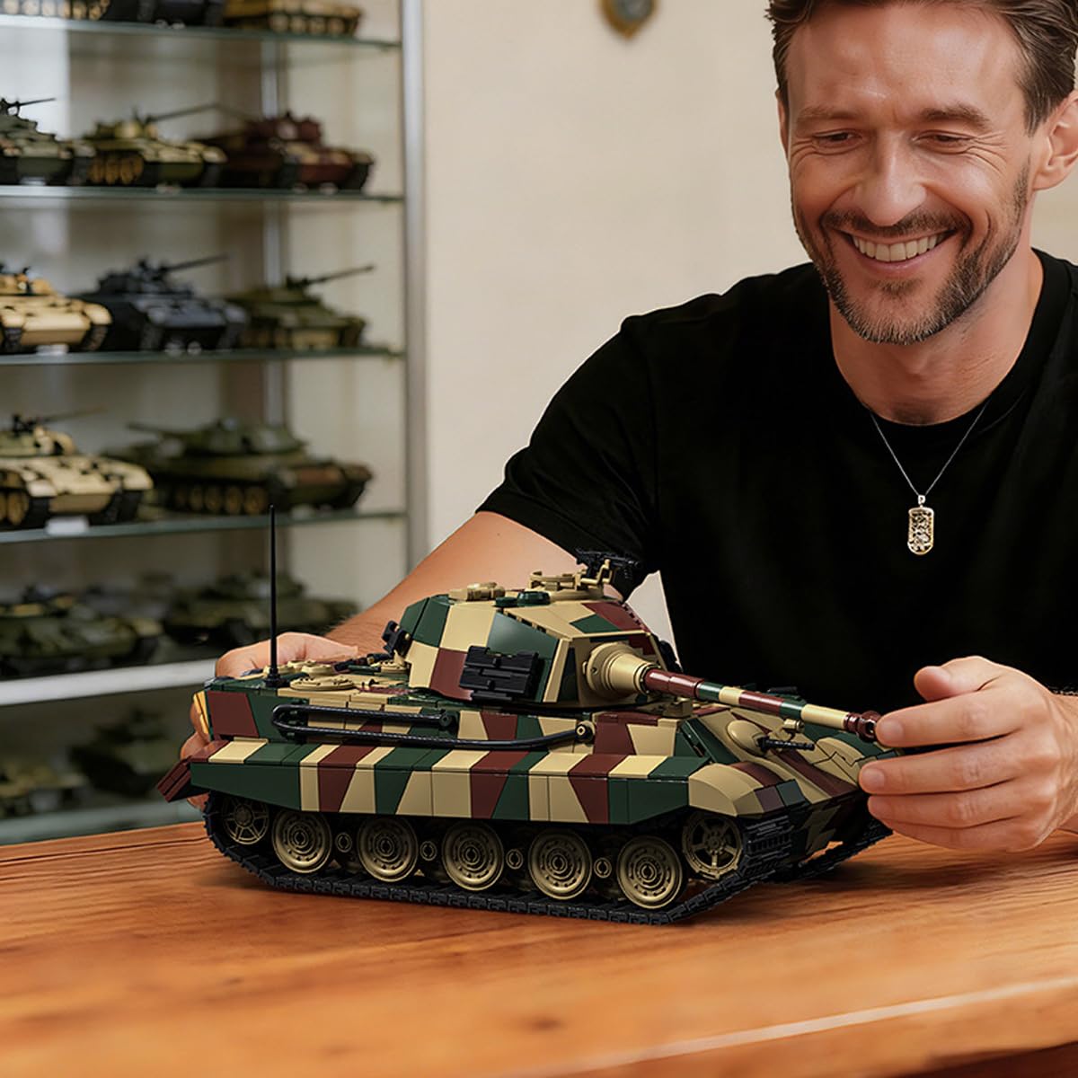King Tiger Panzer Bauspielzeugsets, Modulares 1:28 WW2 Militärpanzer Modell, Klemmbausteine Panzer Militär Modellbausatz für Erwachsene, Waffen Krieg Fahrzeuge Klemmbausteine Kit(1780PCS)