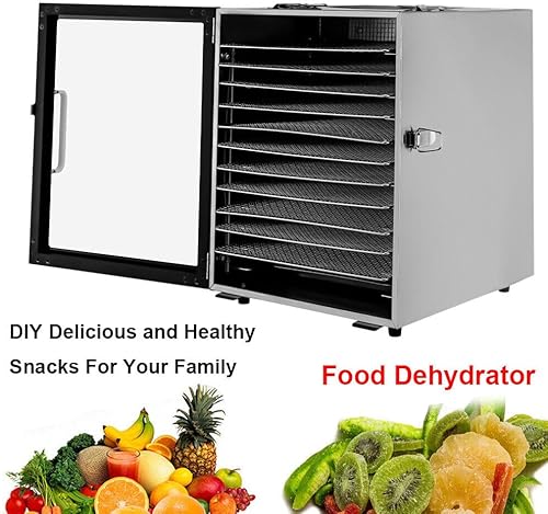 Miniatura 6 de Deshidratador de alimentos, con 12 bandejas, máquina secadora eléctrica de alimentos de 800 W con temperatura digital y temporizador de hasta 194