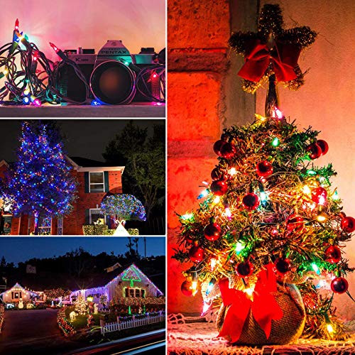 Image of Minetom 100 Counts Clear Christmas String Lights 26.5 Feet Warm Mini Lights Waterproof for Indoor Outdoor Patio Wreath Garden Wedding Party Thanksgiving Holiday Xmas Tree Decorations, Multicolored