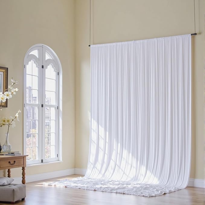 Fondo Fotográfico 10ft x 14ft Blanco Seda 2 Paneles para Fiestas miniatura 2