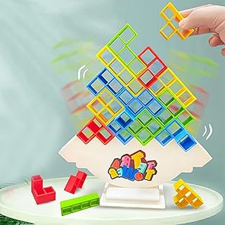 VORAE Tetra Tower Balance Game for Kids, Tetris Tower Table Game Stacking Blocks Balance Building Blocks Toy, Magic Swing Stack Montessori Toys for Toddlers Gift