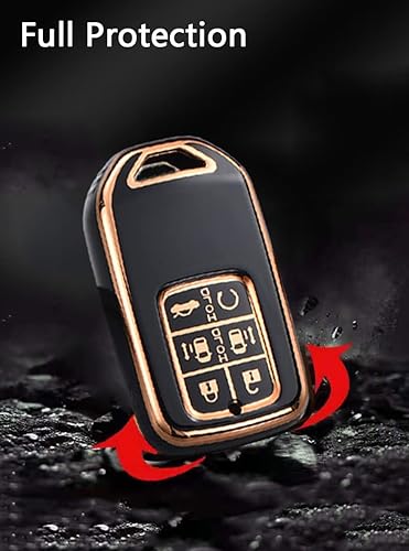 Miniatura 4 de SANRILY Funda para llavero de 6 botones de TPU suave con borde dorado para Honda Odyssey Freed Elysion sin llave, protección completa, con llavero