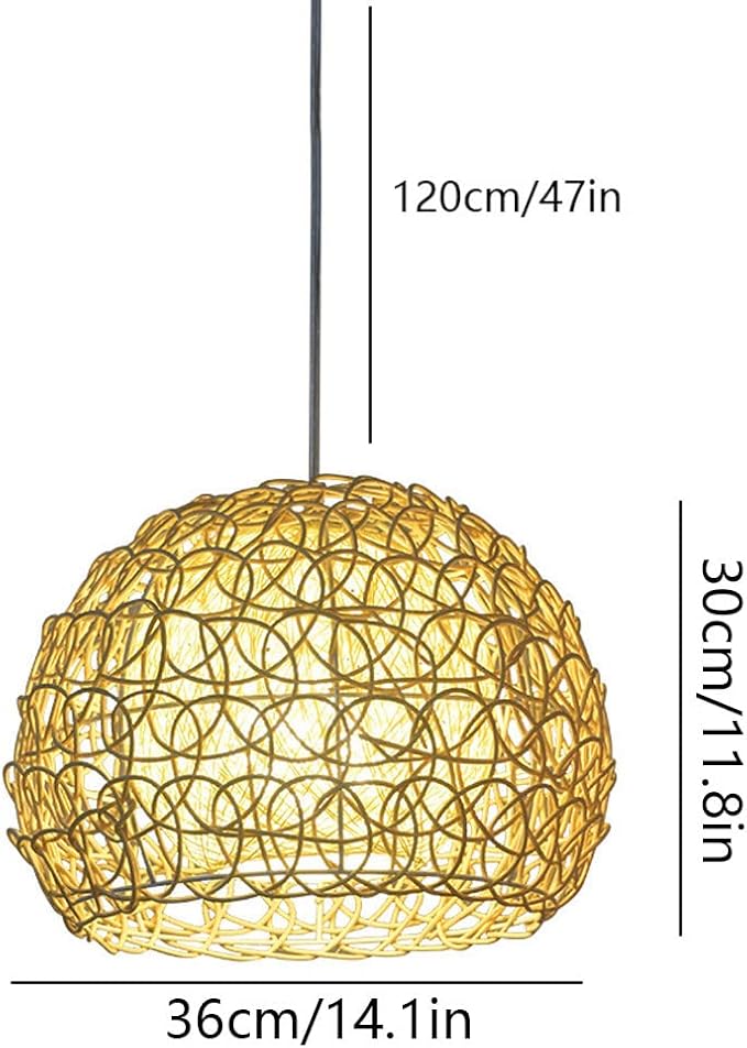MODEBHD Moderne Natuurlijke Houten Hanglamp, Handgemaakte Rieten Druppellamp, Creatieve Bamboe Hanglamp, E27 Bamboe Geweven Hanglamp, Persoonlijkheid Ambachtelijke Kroonluchter, Voor Keukeneiland photo 3
