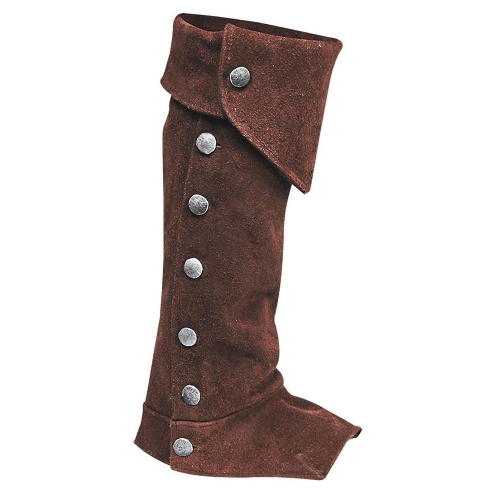 Perfeclan 1 Paar Mittelalterliche Gamaschen, Pirate Stiefelstulpen, Steampunk, Ritter, Krieger, Verbands, Kunstleder-überzüge für Cosplay, Halloween, Mottoparty, Karneval, Faschingskostüme, Brown