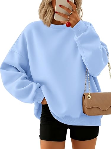 Trendy Queen - Sudaderas para mujer, sudaderas con capucha de gran tamaño, cuello redondo, suéteres cómodos para otoño e invierno, ropa a la moda