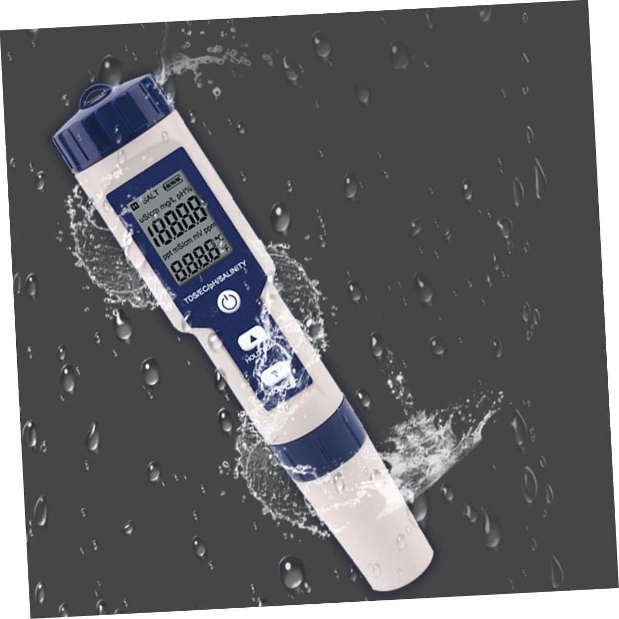 Gatuida Salinity Tester for Water Digitale 5 in 1 per Acquario | Sonda ad Alta Sensibilità, Corpo Plastico, 3 Batterie Lr44 Incluse, Monitoraggio per Piscina e Acquacoltura