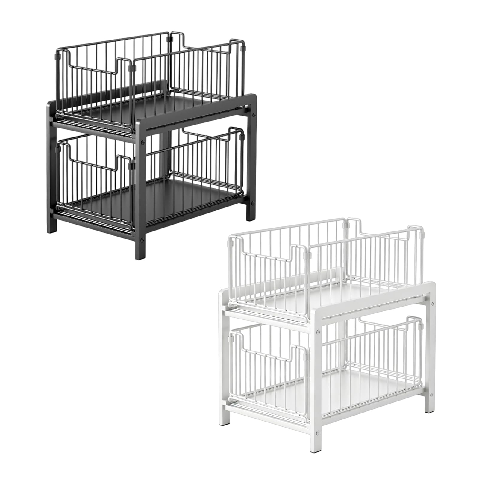 Estante de almacenamiento debajo del lavabo que ahorra espacio, 2 cestas deslizantes para una configuración eficiente de la cocina