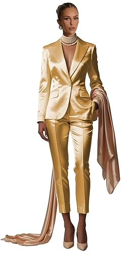Satin 2 Piece Suits for Women Dressy Trendy Womens Suit