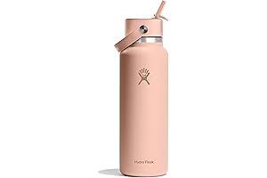 PURAQUA 32oz Wide Mouth Vacuum Insulated Stainless Steel Water Bottle with Leakproof Closeable Straw Lid