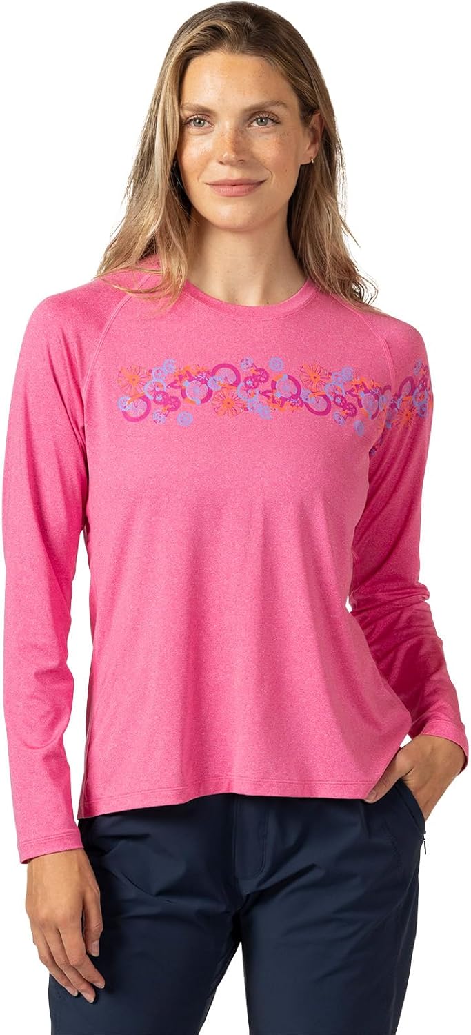 Terry Tech Tee Flow Long Sleeve Outdoor Performance Top, Women's UPF 50+ Sun Protection Quick-Dry Hike Bike Shirt