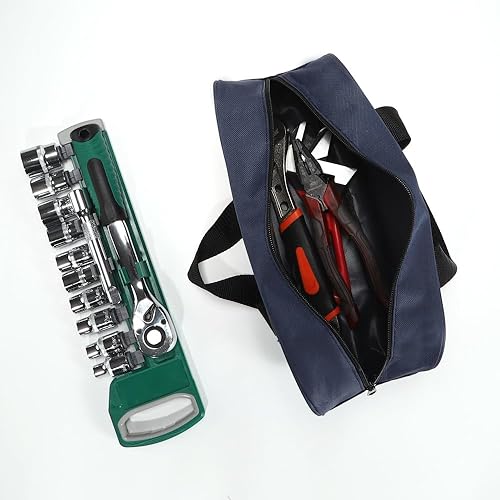 Miniatura 4 de Bolsa de herramientas resistente para herramientas combinadas para electricista, fontanería, jardinería, HVAC y más (1, azul)