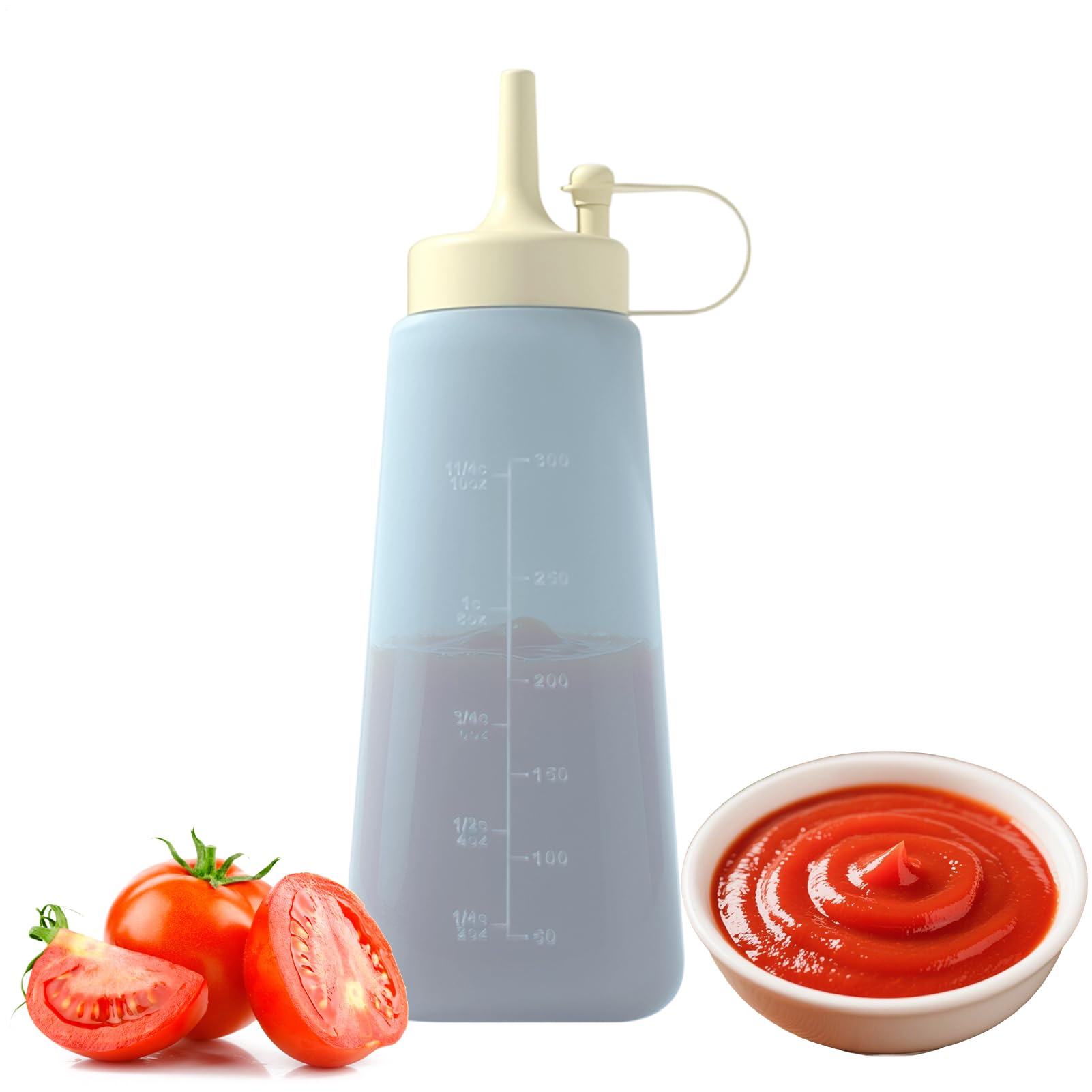Botellas exprimibles de condimentos de 300ml para cocina, hogar y preparación de comidas