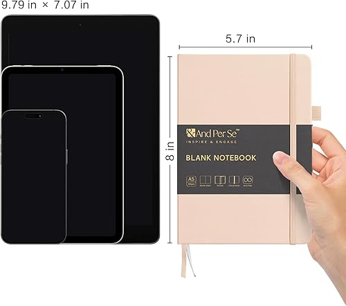 Miniatura 2 de &And Per Se - Cuaderno en blanco, 160 páginas, 5.7 x 8 pulgadas, cuaderno de rayas estrechas con papel grueso para escribir, cuaderno de tapa dura