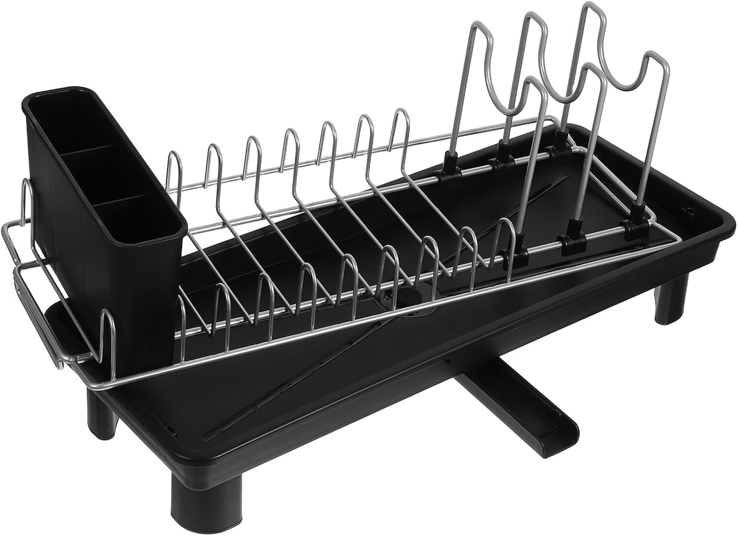 BESTYASH Kitchen Draining Rack Counter Dish Rack Holder Cutlery Drying Stand with Spout Compact Kitchen Dish Organizer for Sink and Countertop Storage
