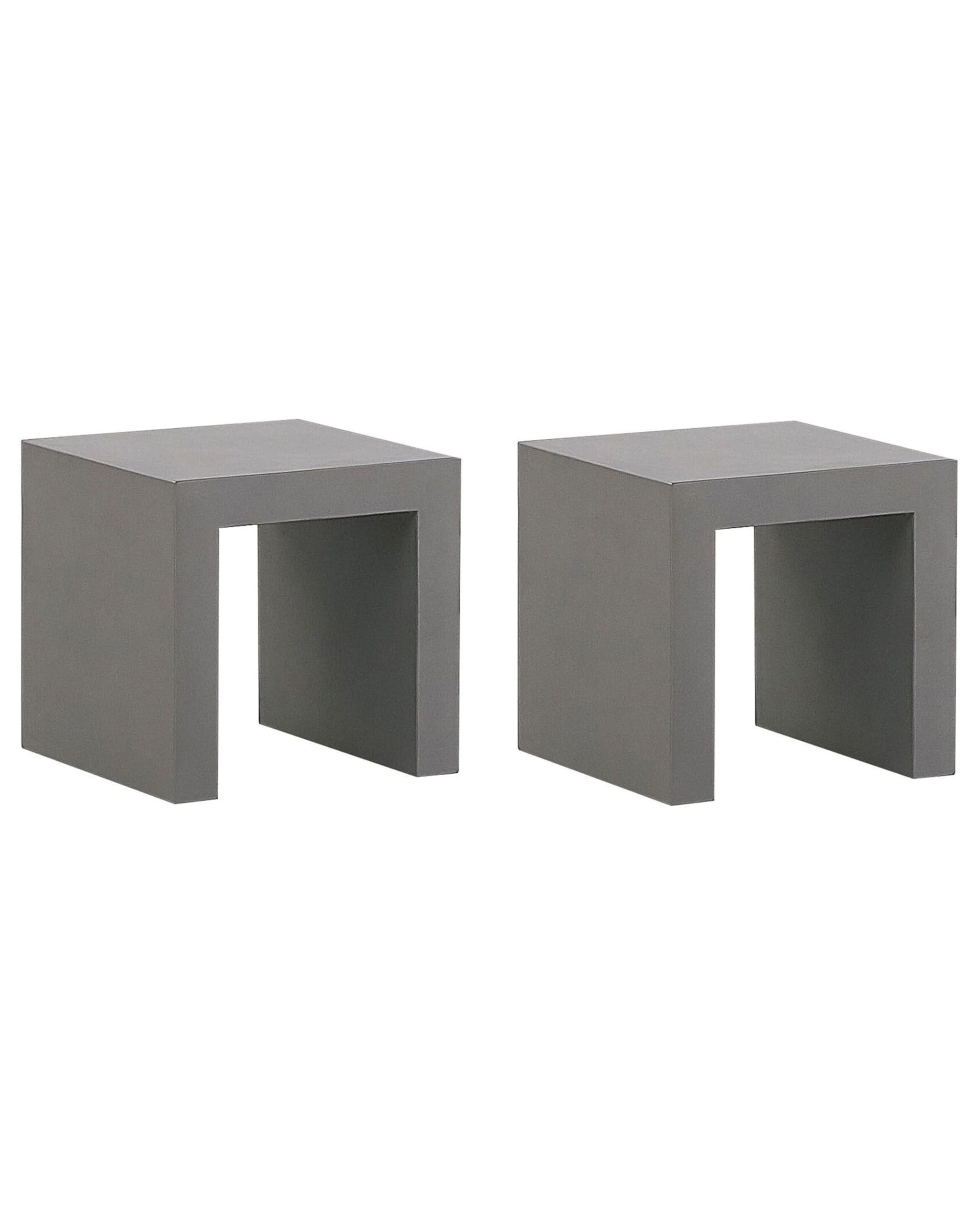 Beliani Conjunto de 2 taburetes de jardín de Cemento Reforzado Gris Estilo Moderno Industrial Taranto