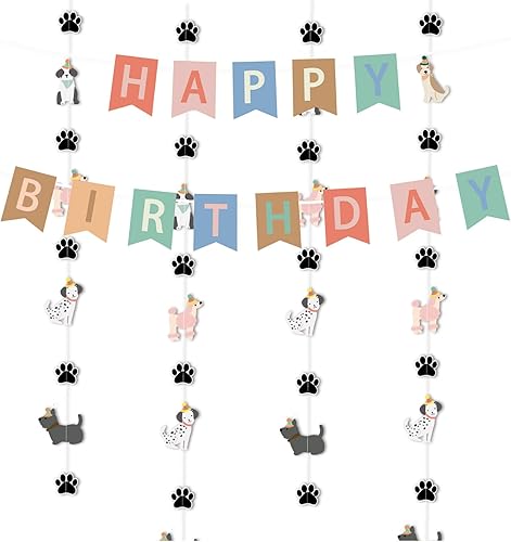 Vista 67 de Cartel con temática de perro feliz cumpleaños, decoración colorida para niños, bebés, perros, suministros de fiesta de cumpleaños Perro