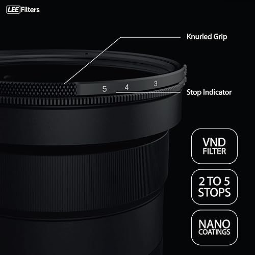 Miniatura 2 de LEE Elements - Filtro VND de 3.031in, densidad neutra variable, con 2 a 5 paradas para cámaras sin espejo y DSLR