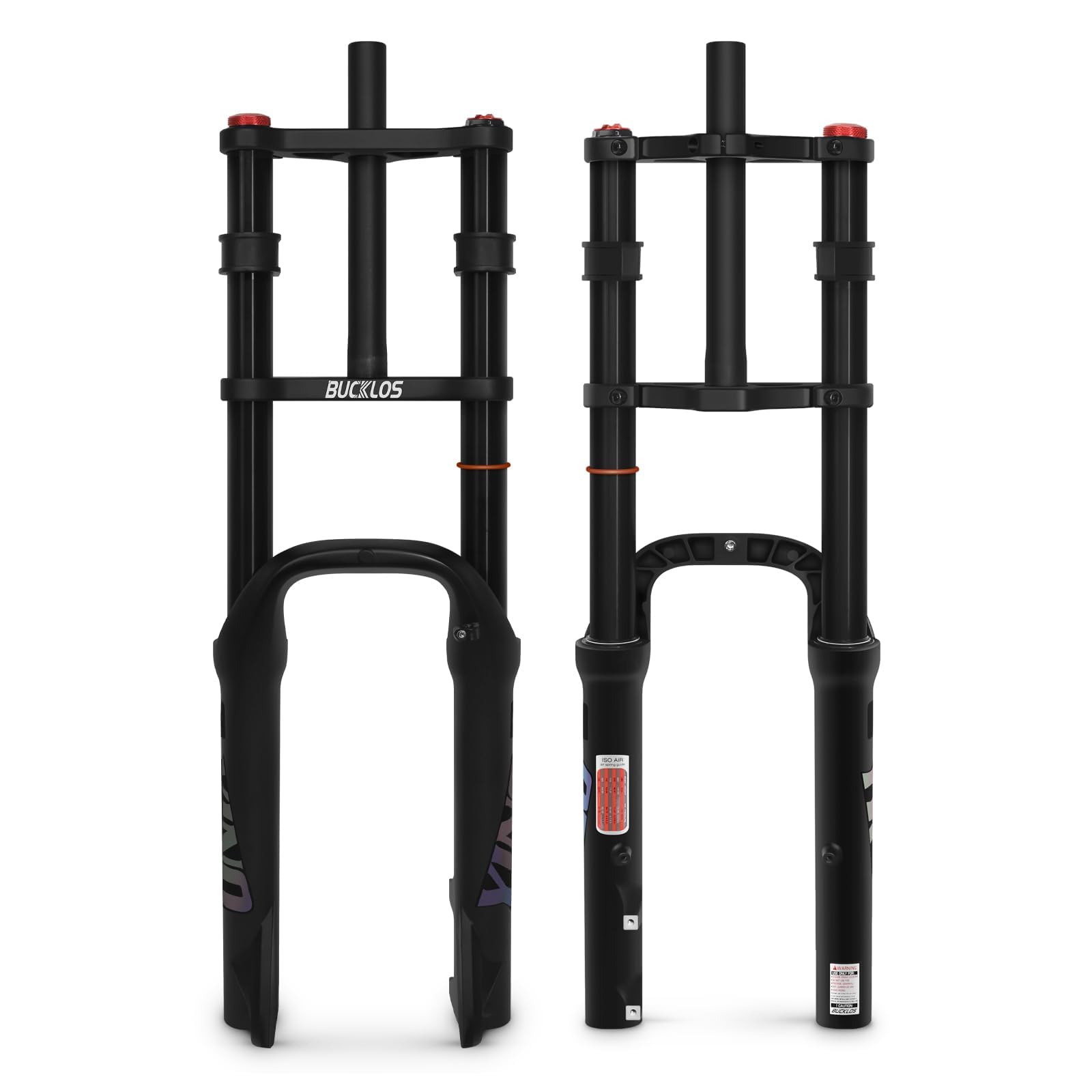 BUCKLOS 20 x 4.0 inch Fat Tire Electric Bike Air Suspension Fork Travel 180mm, QR 9 x 135mm Straight Tube 1 1/8 MTB Dual Crown Bicycle Front Forks