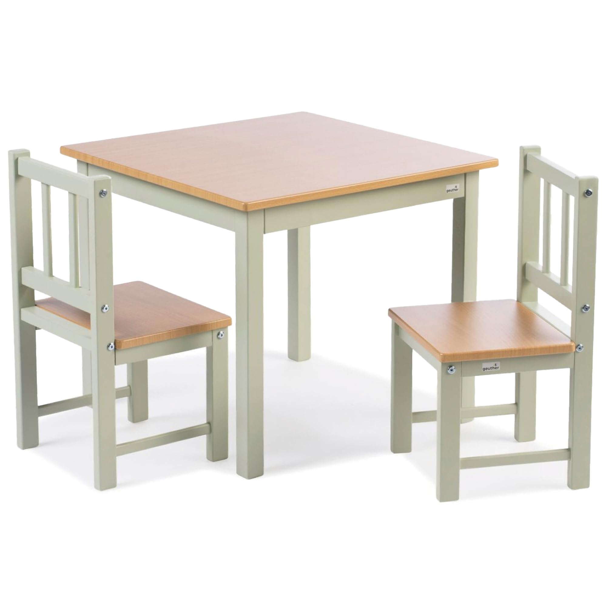 Geuther Kindersitzgruppe ACTIVITY I Kindertisch mit 2 Stühlen aus Holz I Spieltisch ab 1 Jahr | Kinder Tisch Stuhl Set für Kinderzimmer I Basteltisch & Maltisch für Kinder I Robuste Kinderzimmer Möbel