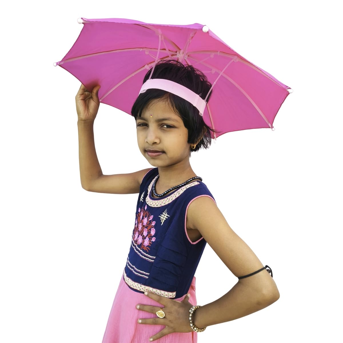 Hat Umbrella for Kids Soft Unbreakable Plastic Hat/Cap Umbrella for Kids/Men/Women and Adults UV & Rain Protection Hat Umbrella for Kids boys and Girls pack of 1 (Pink)-image-9