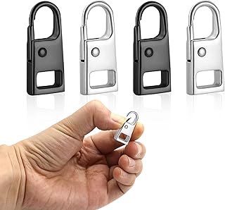 DreaModes ファスナー 引き手 ジッパー 金属製 チャック ジッパー 持ち手 修理キット 取り付け簡単 チャックカバン バッグ 財布 衣類 靴 交換 修理用 DIY 手芸 手作り 裁縫 4個セット (ブラック＋シルバー 4個セット)